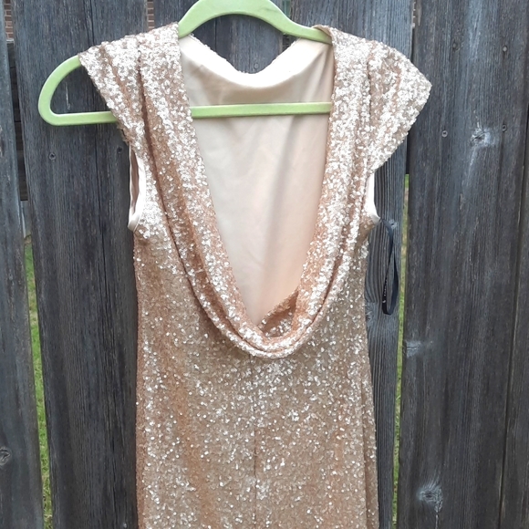 Sorella Vita SV Gold Sequin Dress Low Back Size 10 Gorgeous Gown Bridal Prom - Picture 4 of 16